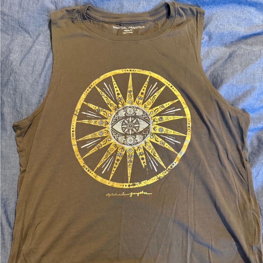 Spiritual Gangster Muscle Tank with Metallic Evil Eye Sun